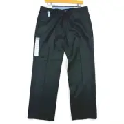 NEW Haggar Straight Fit Stretch Dress Pants Flat Front Black 34x29