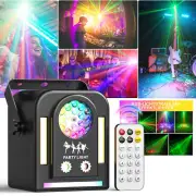 U'king RGB Laser Projector LED Cob Light Strobe DJ Disco Party Lighting w/Remote