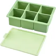 Ice Mold | Beverage Ice Maker - Silicone 6-Grid Mold Container Tray with Lid for Fridge Freezer Beverage Coffee Whisky