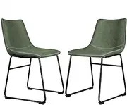 [ALFORDSON] Dining Chairs PU Leather Set of 2, Kitchen Chair with Metal Frame & Floor Protector, Reading Seating for Home Cafe Coffee Table, Max 150kg, Veda Green