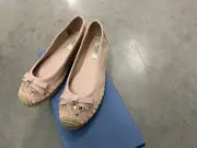 Simply Vera Vera Wang Blush Canvas Embellished Beaded Bow Espadrille Flats 5M