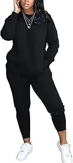 [Batehif] Two Piece Outfits For Women Casual Long Sleeve Sweatsuits Jogger Tracksuits Lounge Sets With Pockets