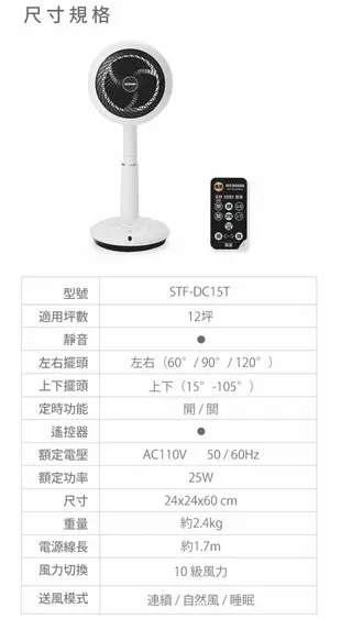 【IRIS OHYAMA】12坪直立式3D循環扇 STF-DC15T 白色 (8折)