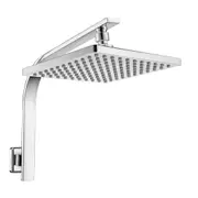 WELS Bath Square 10" ABS Large Shower Head Gooseneck Wall Arm Set Chrome