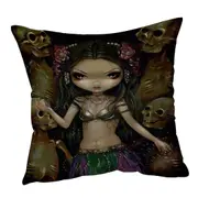 Danse Macabre Tribal Fusion Girl and Skeletons Cushion Cover