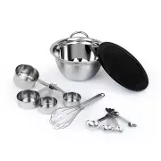 11 Pc Stainless Steel Mix & Measure Set with Mixing Bowl, Measuring Cups, Spoons