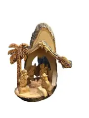 UNIQUE Natural Olive Tree Trunk Nativity Scene from The Holy land,Hand Carved