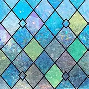 Jahoot Stained Glass Window Film, Window Cling Privacy Film, Colorful Lattice Window Tint Decorative Rainbow Glass Decals Stickers Sun Catchers for Home Anti UV Heat Block 17.7 x 78.7 inches