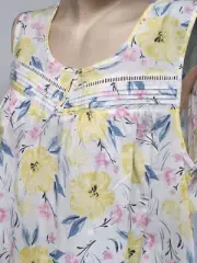 NWT Croft & Barrow Sleeveless Woven Nightgown Yellow Floral 100% Cotton 2