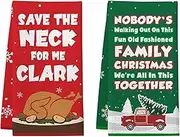 Cheroloven Christmas Vacation Decorations, 2 Pack Funny Christmas Hand Towels, Griswold Family Cousin Eddie Christmas Vacation Merchandise Gifts, Cute Christmas Thanksgiving Kitchen Bathroom Decor