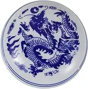 SEWACC Ceramic Yinni Inkpad with Elegant Dragon Design and Porcelain Stamp Pad for DIY Calligraphy Chinese Painting and Office Supplies