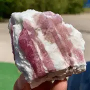 194G Natural Red tourmaline with quartz crystal cluster mineral specimen