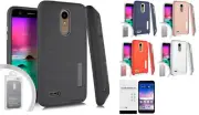 FOR LG Xpression Plus (2018) LM-X410ASR Delux Brush Case Cover + Tempered Glass