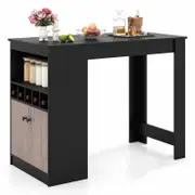 Costway 120cm Bar Table Kitchen Counter Dining Table Storage Cabinet Rack