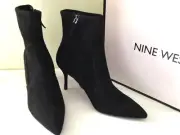 NEW! Nine West CADENCE Sexy Suede Like Textile Booties Black Boots 10.5 M $100