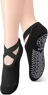 [Generic] Yoga Socks (1 Pairs Black),free size Fitness Sport Sock Dance of Socks with Non-Slip，Dance, Workout, Pilates, Fitness&Barefoot (1 Pairs Black)…