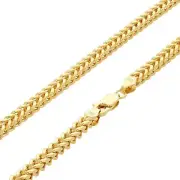 10K Yellow Gold Mens 4mm Franco Square Box Foxtail Wheat Necklace Chain 28"