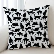 Multi Colored Eyes Black Cat Pattern Cushion Cover