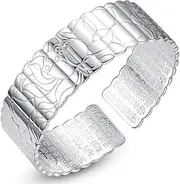 Chain Bracelets,Silver Bracelet,Fashion Bangle,Sterling Silver Bracelet For Women,Women 925 Sterling Silver Bracelet Exquisite Lotus Flower Cuff Bangle Hand Carve Bracelet Ladies Silver Jewellery Birt