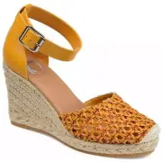 Journee Collection Women Ankle Strap Espadrille Sandal Sierra Size US 8.5 Yellow