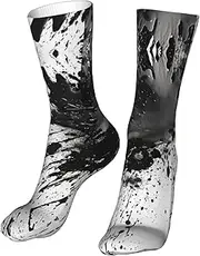 [CSIVKEJ] Crew Socks Comfort Casual Athletic Multi Design Socks For Women Men, Black and White 10, One Size, Black and White 10, One size