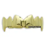 14K Gold Finish Vampire Fangs Style Universal Shiny Teeth Grillz