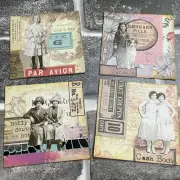 Vintage People Lot Of 4 Handcrafted Junk Journal Ephemera - Journaling Cards