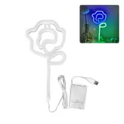 Catzon LED Rose Neon Sign USB/Battery Operated Decorative Night Lamps for Home Accessories-Blue