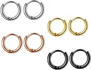 [Healeved] 4-pack Men's Round Stud Earrings Simple Piercing Pendants for Daily Fashion Comfortable and Stylish Loop Earrings