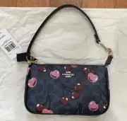 Coach Nolita 19 Denim Blue Cherry Print Canvas Bag Purse Wristlet NEW!!!