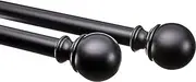 Amazon Basics 3 cm Curtain Rod with Round Finials - 1-Pack, 91 to 182 cm, Black