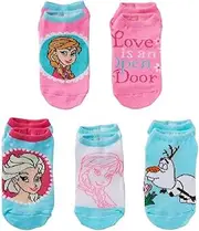 [Disney Frozen] Disney's Frozen Elsa, Anna & Olaf Girls 5-Pack No-Show Socks Size 6-8.5