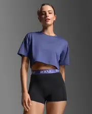 Form Soft Jersey Crop Tee, 2XU, XL, Future Dusk/Future Dusk, Female