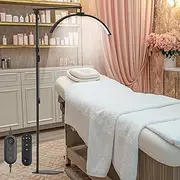 [SAILESI] Lash Light for Eyelash Tech, Foldable LED Half Moon Floor Lamp for Eyelash Extensions, Esthetician Light with Phone Holder, Tattoo Lamp for Tattoo Artists Salon Lashes Beauty Makeup Studios