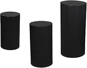 Perfk 3X Cylinder Stands, Dessert Table Display Pedestals Cylinder Tables Display Plinth Pillars for Wedding, Graduation, Party, Black