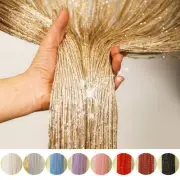 String Door Curtain Bead Silver Ribbon Doorway Room Dividers Window Panel Tassel