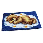 Craft Kit Latch Hook Sleeping Teddy Bear Canvas Floor Mat and Threads