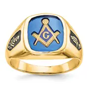 Solid 14k White Gold Men's Masonic Ring