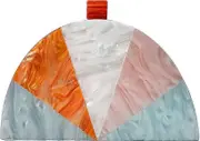 Acrylic Clutch Purse,Semicircle Colorful,Women's Evening Bag For Weddings Party Prom
