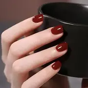 sandanfine Christmas false nails, New Year's press-on nails short nails, 24 pieces of various sizes, suitable for parties, New Year and other occasions, fashionable nails, red press-on nails square short nails, simple style