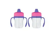 2PK Foogo BPA Free Soft Spout Tritan Plastic Sippy Cup with Handles Pink 235ml