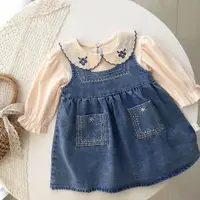 在飛比找ETMall東森購物網優惠-寶寶春秋刺繡小童套裝洋氣牛仔裙
