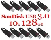 SanDisk 128GB Lot 10 Ultra USB 3.0 Flash Drive USB 3.0 Memory Stick 10 x 128GB