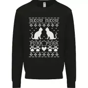 Christmas Cat Meow Purr Funny Xmas Kids Sweatshirt Jumper