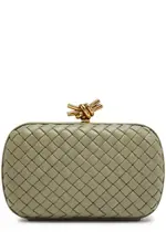 Bottega Veneta Knot Minaudiere Intreccio Leather Clutch, Clutch, Taupe One Size