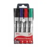 Stat Bullet Tip Whiteboard Markers Erasable Ink 2.0mm Assorted Colors Set of 4