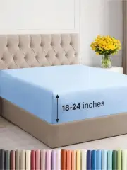 Extra Deep Twin XL Fitted Sheet - Hotel Luxury Single Fitted Sheet Only - Eas...