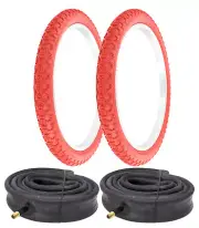PAIR OF RED BICYCLE PRO+ TIRES W/HEAVYDUTY TUBES IN 20 X 2.125 COMP III TREAD