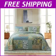 All-Season Reversible Quilted Bedspread Set - Cozy King Size Floral Elegance