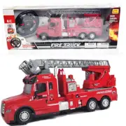 13" Remote Control Rescue Engine Fire Truck With Extendable Ladder For Kids Toy